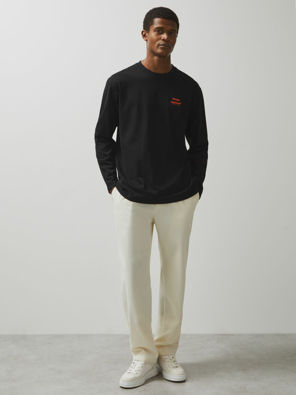 Reiss | Unisex Fit McLaren F1 Team Tyre-Print T-Shirt in Black