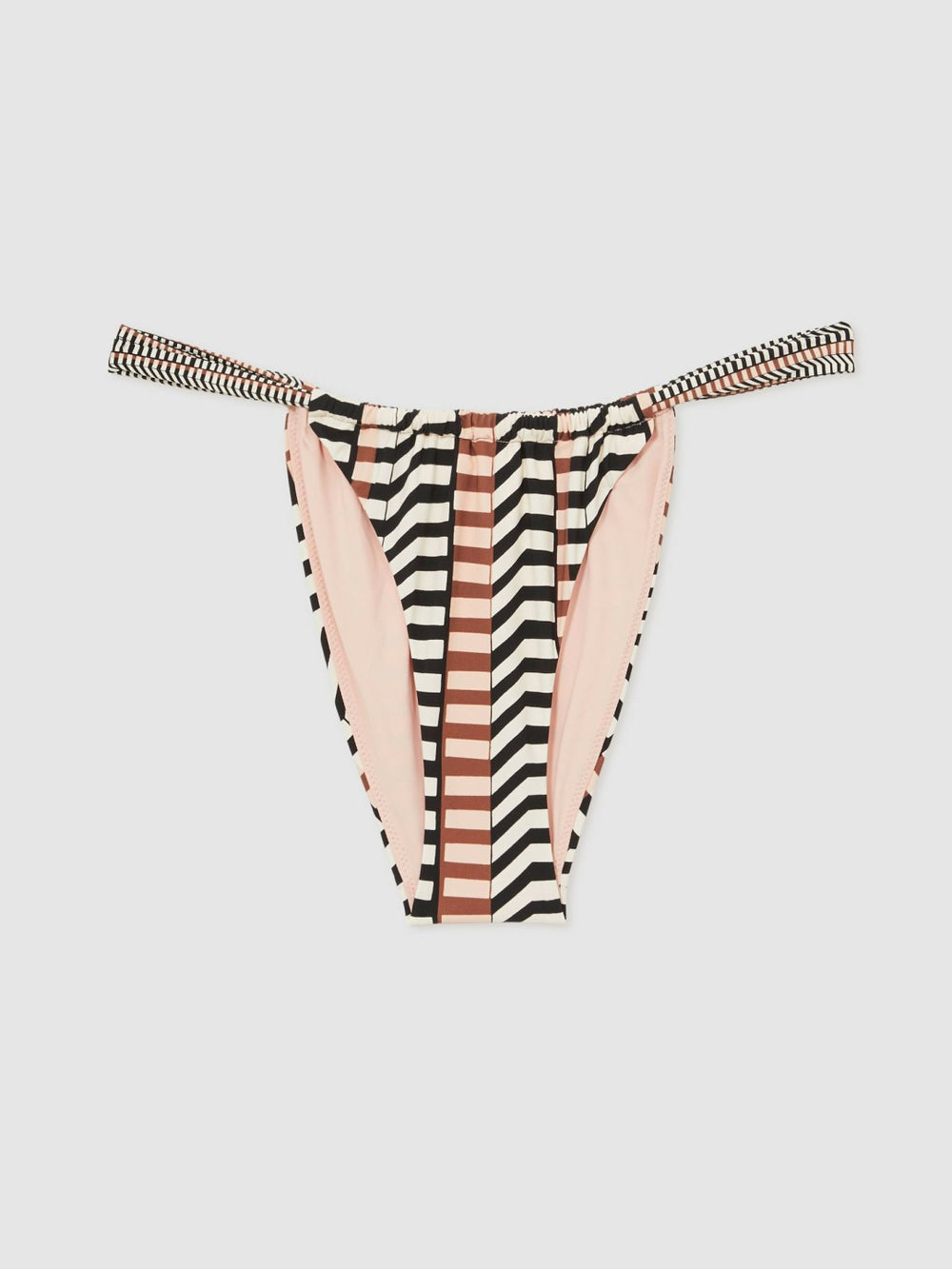 Reiss | Chevron Stripe Bikini Bottoms in Black/Brown