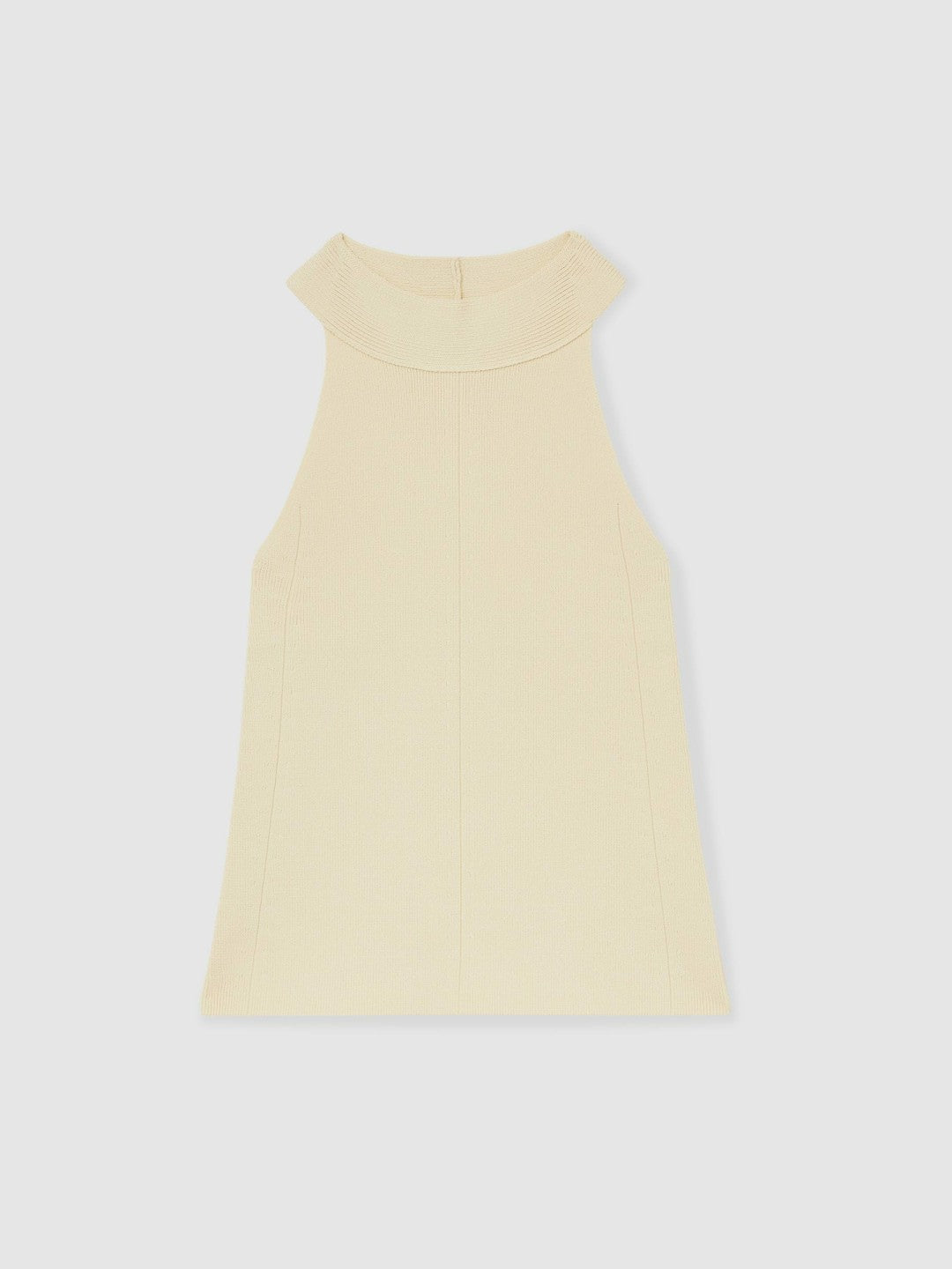 Reiss | Rib Knit High Neck Vest in Ivory