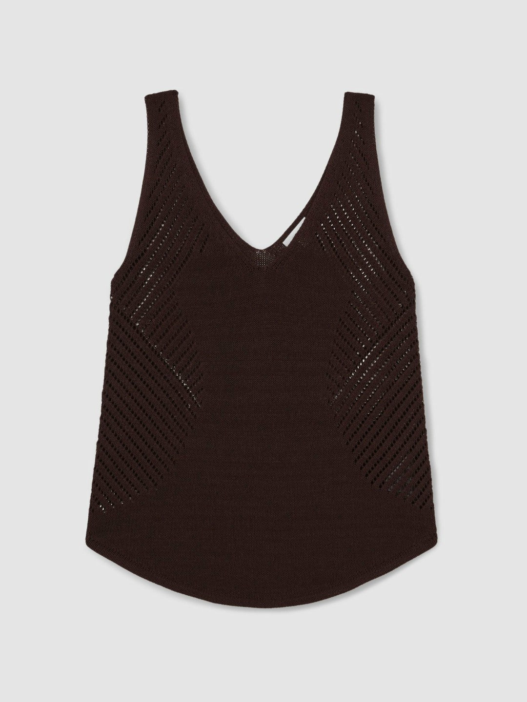 Reiss | Cotton Blend Open Knit Vest in Chocolate Brown