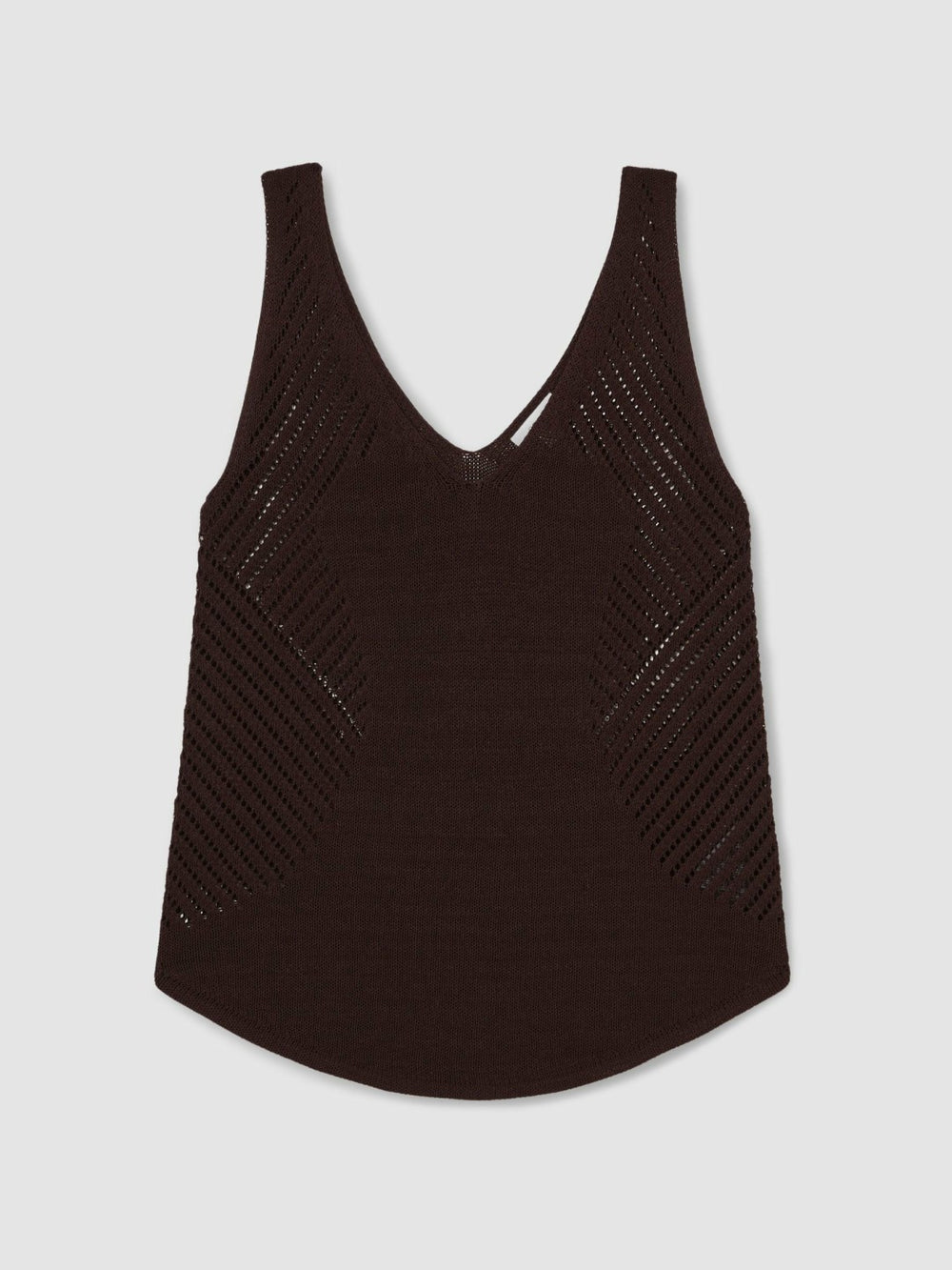 Reiss | Cotton Blend Open Knit Vest in Chocolate Brown