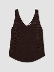 Reiss | Cotton Blend Open Knit Vest in Chocolate Brown