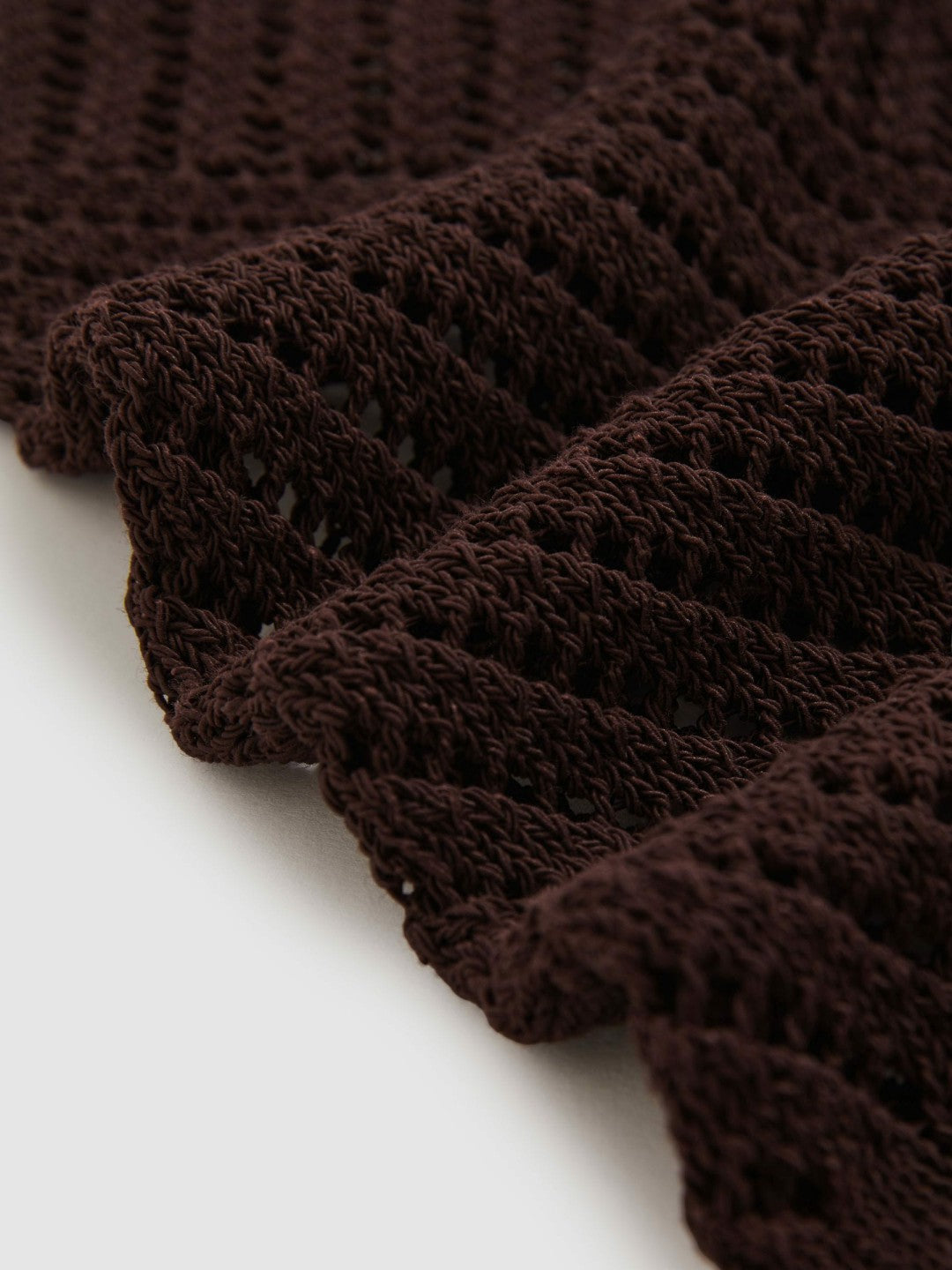 Reiss | Cotton Blend Open Knit Vest in Chocolate Brown