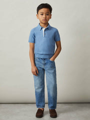 Reiss | 3-9 yrs Contrast Placket Polo Shirt With Cotton in Blue