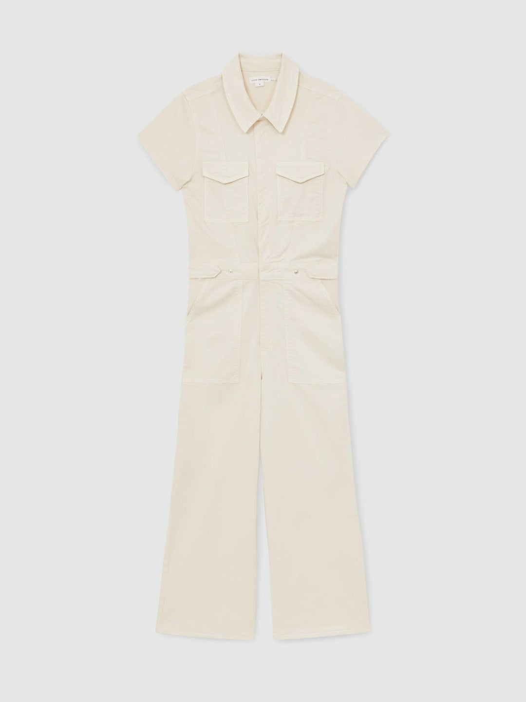 Reiss | Good American Cotton Twill Jumpsuit with Stretch in Ecru
