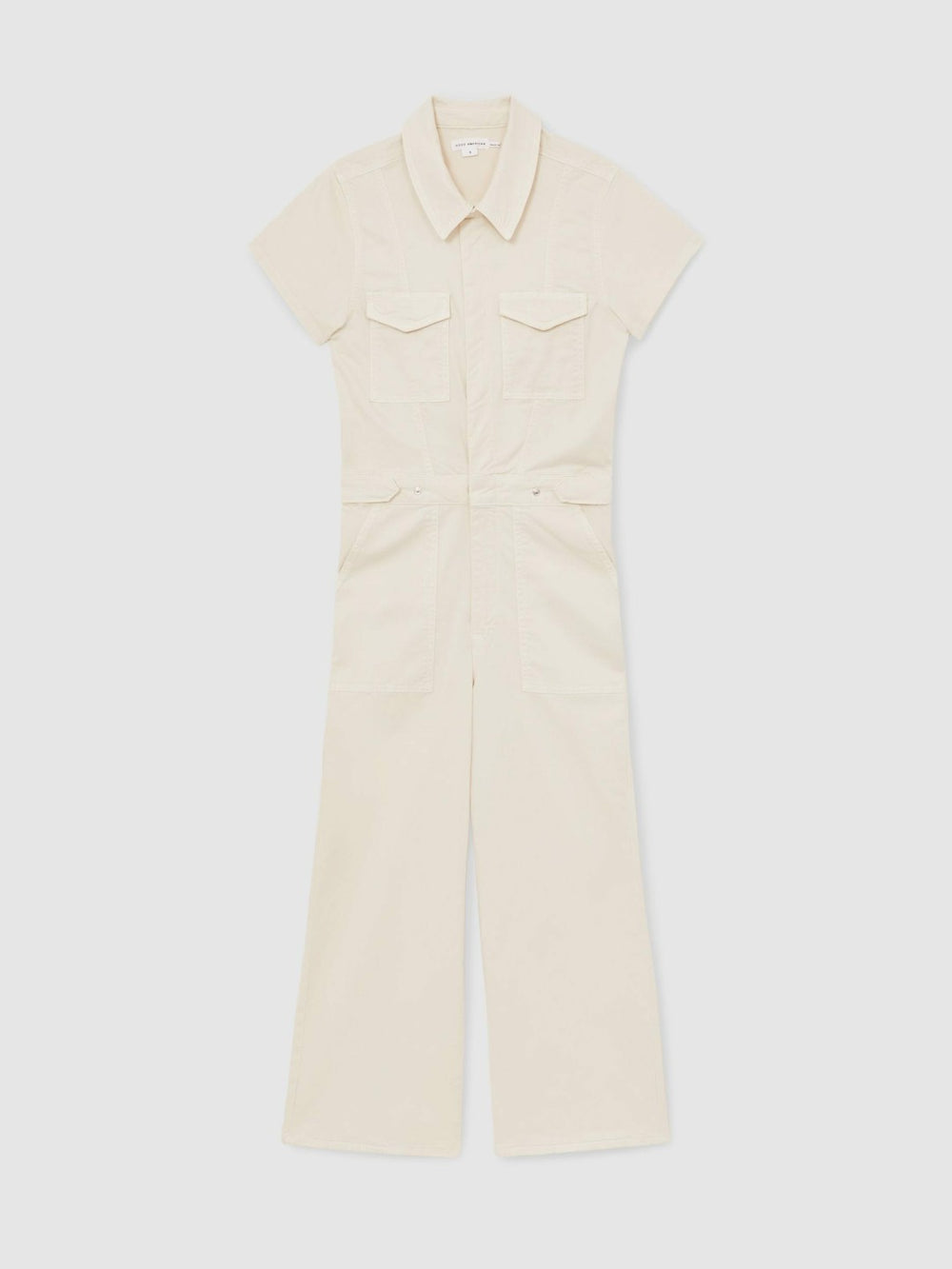 Reiss | Good American Cotton Twill Jumpsuit with Stretch in Ecru
