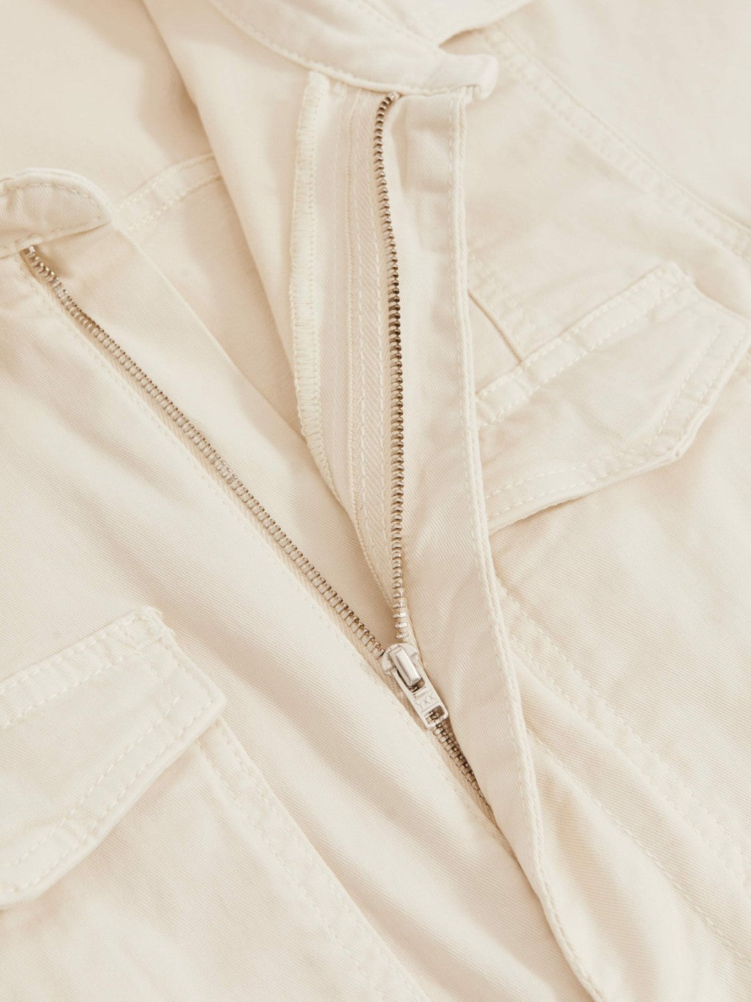 Reiss | Good American Cotton Twill Jumpsuit with Stretch in Ecru