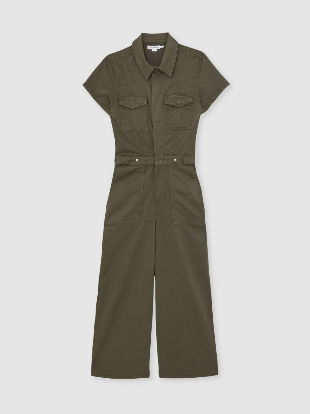 Reiss | Good American Cotton Twill Jumpsuit with Stretch in Khaki