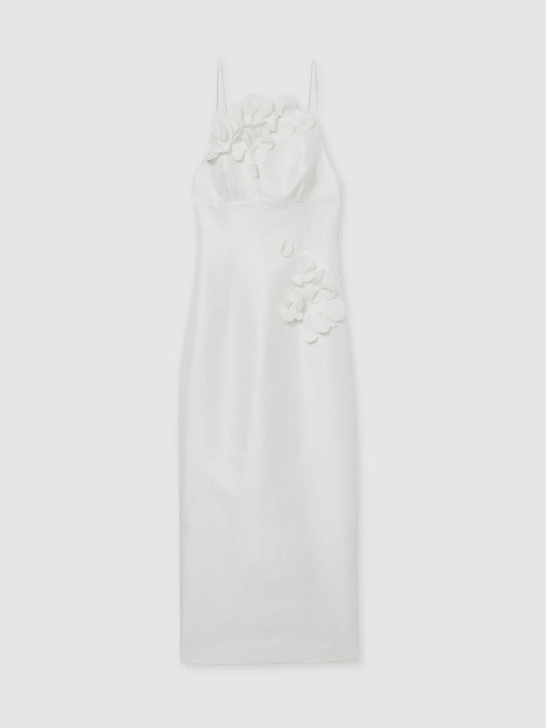 Reiss | Acler Ivory Petal Detail Fitted Midi Dress in Ivory