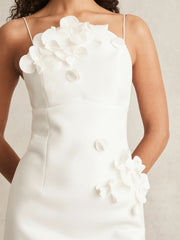 Reiss | Acler Ivory Petal Detail Fitted Midi Dress in Ivory
