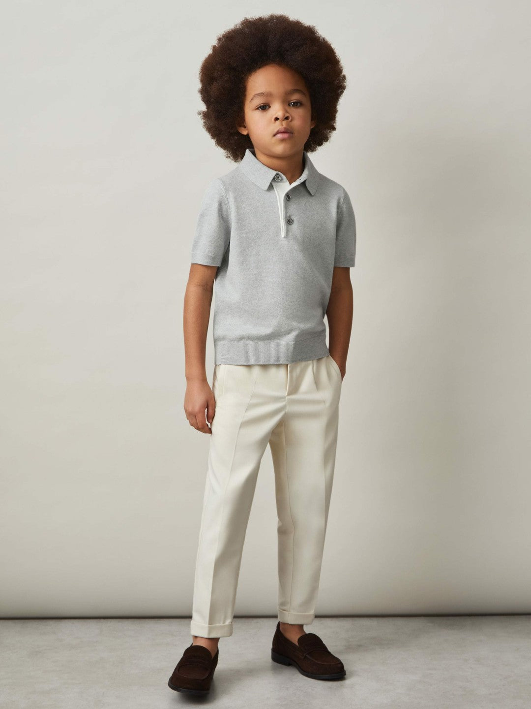 Reiss | 3-9 yrs Contrast Placket Polo Shirt With Cotton in Washed Sage
