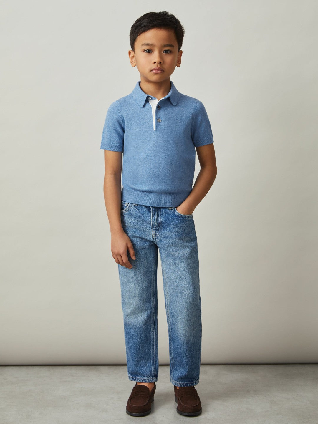 Reiss | 9-13 yrs Contrast Placket Polo Shirt With Cotton in Blue
