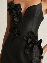 Reiss | Acler Petal Detail Fitted Mini Black Dress in Black