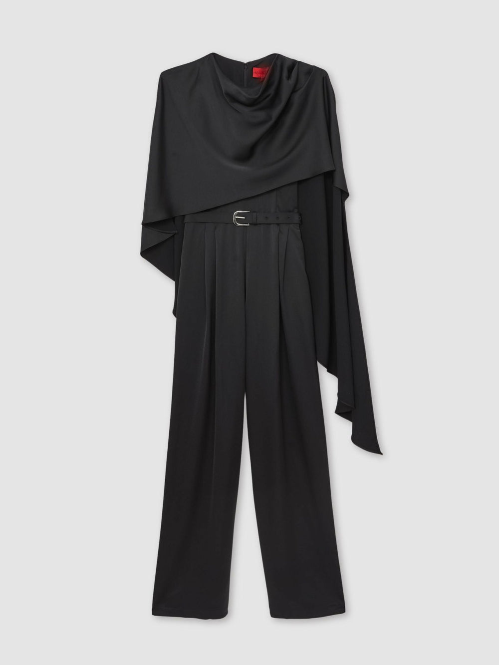 Reiss | Halston Crepe Wide Leg Cape Jumpsuit in Black