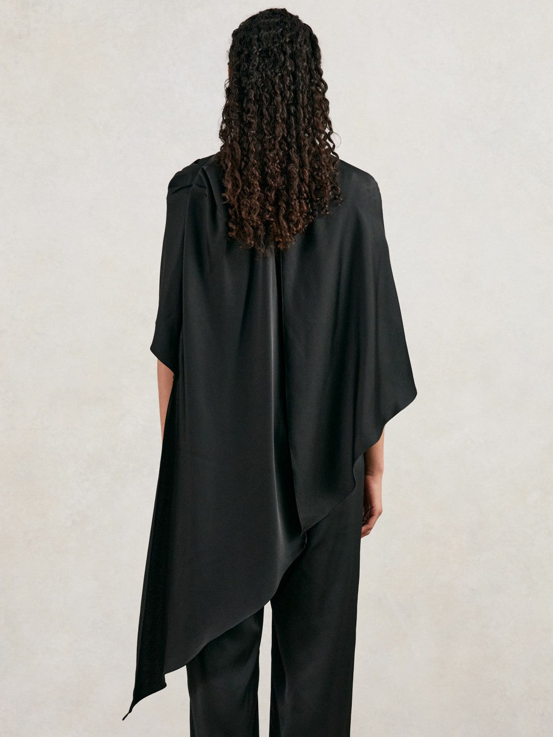 Reiss | Halston Crepe Wide Leg Cape Jumpsuit in Black