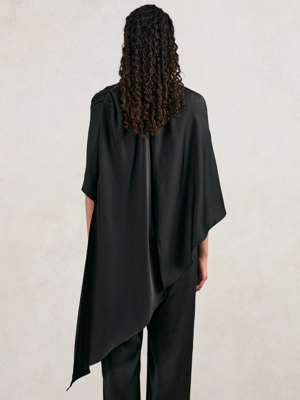 Reiss | Halston Crepe Wide Leg Cape Jumpsuit in Black