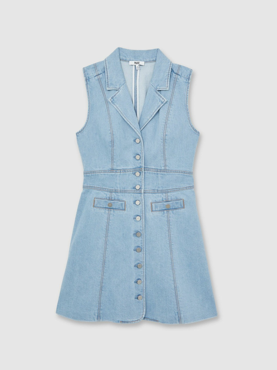 Reiss | Paige Denim Button-Through Mini Dress in Jocelyn Blue