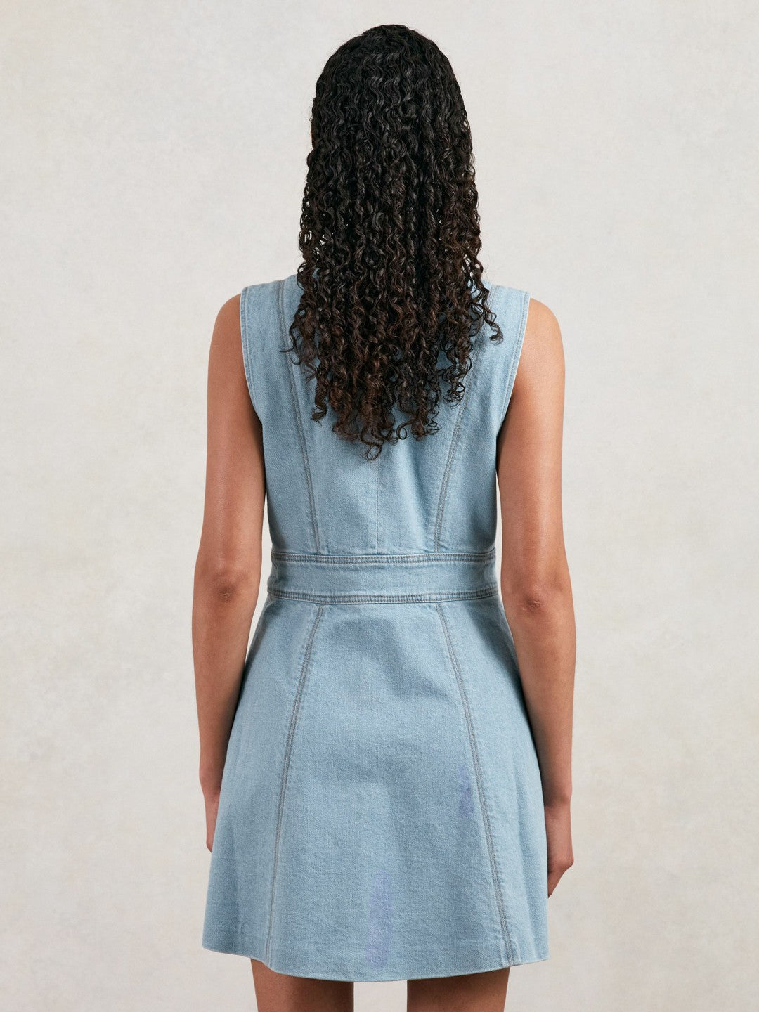 Reiss | Paige Denim Button-Through Mini Dress in Jocelyn Blue