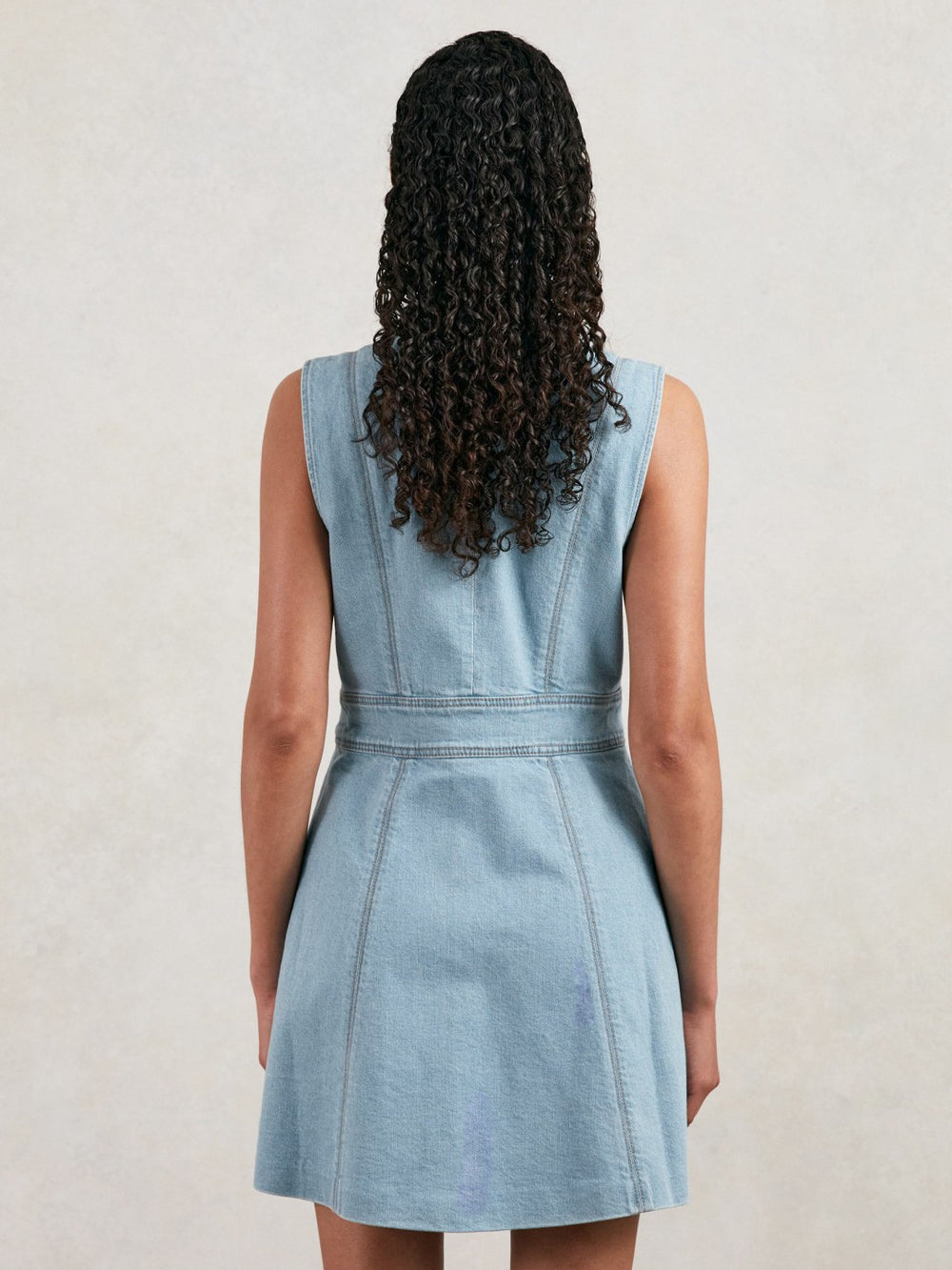Reiss | Paige Denim Button-Through Mini Dress in Jocelyn Blue
