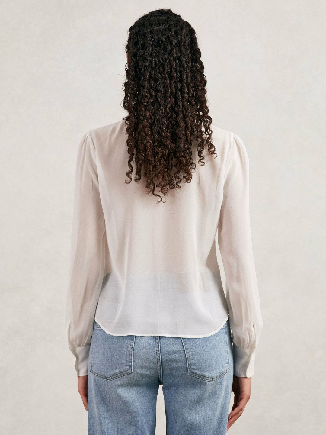 Reiss | Paige Silk Georgette Ruffle Trim Shirt in White