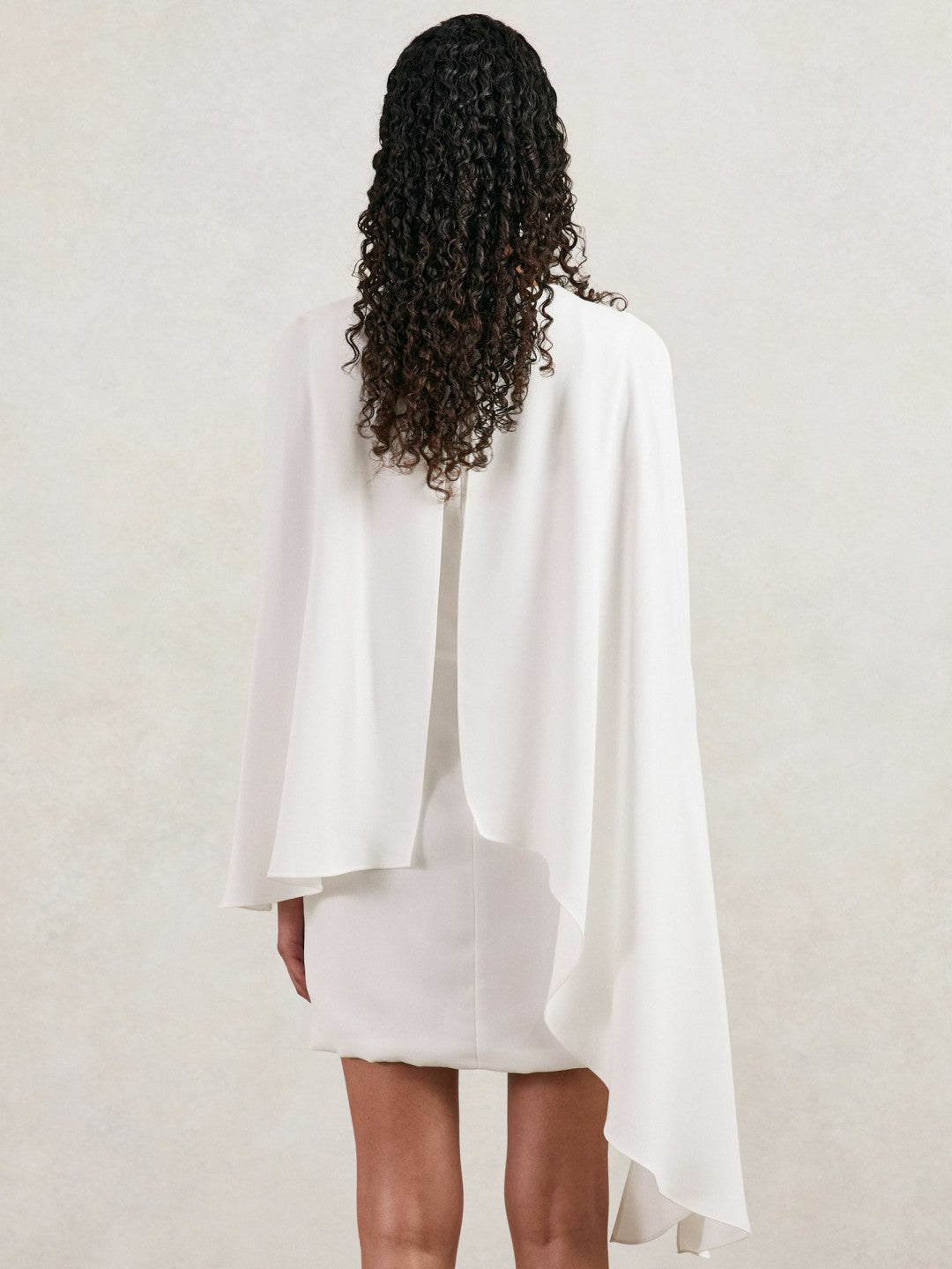 Reiss | Halston Mini Ivory Asymmetric Cape Dress in Ivory