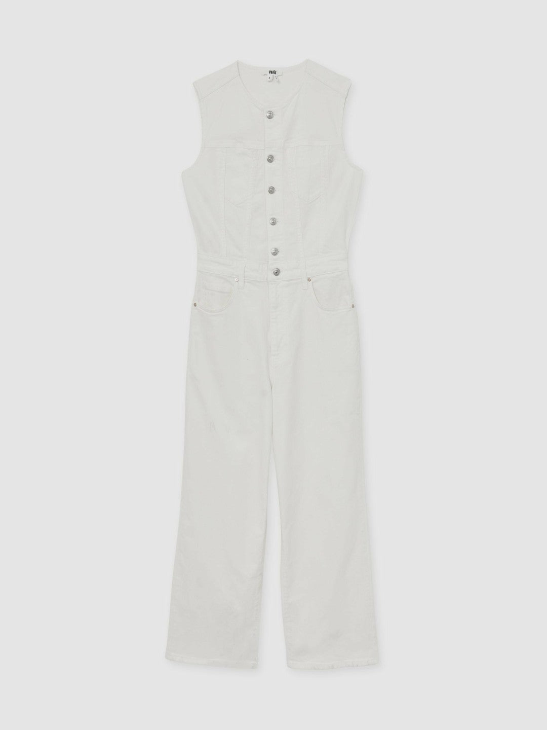 Reiss | Paige Denim Straight Leg Jumpsuit in Ecru