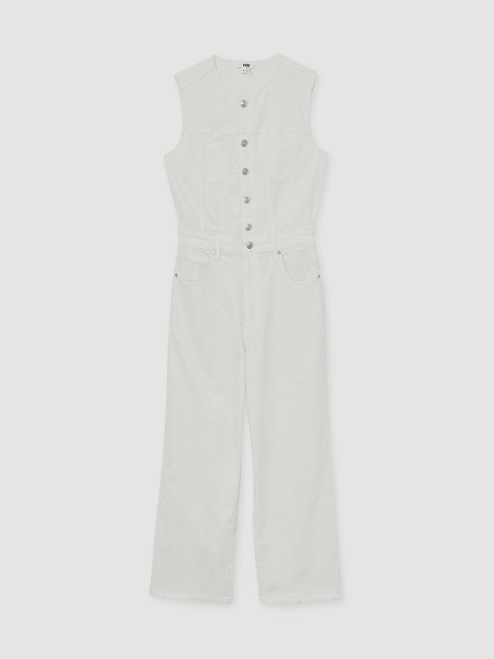 Reiss | Paige Denim Straight Leg Jumpsuit in Ecru