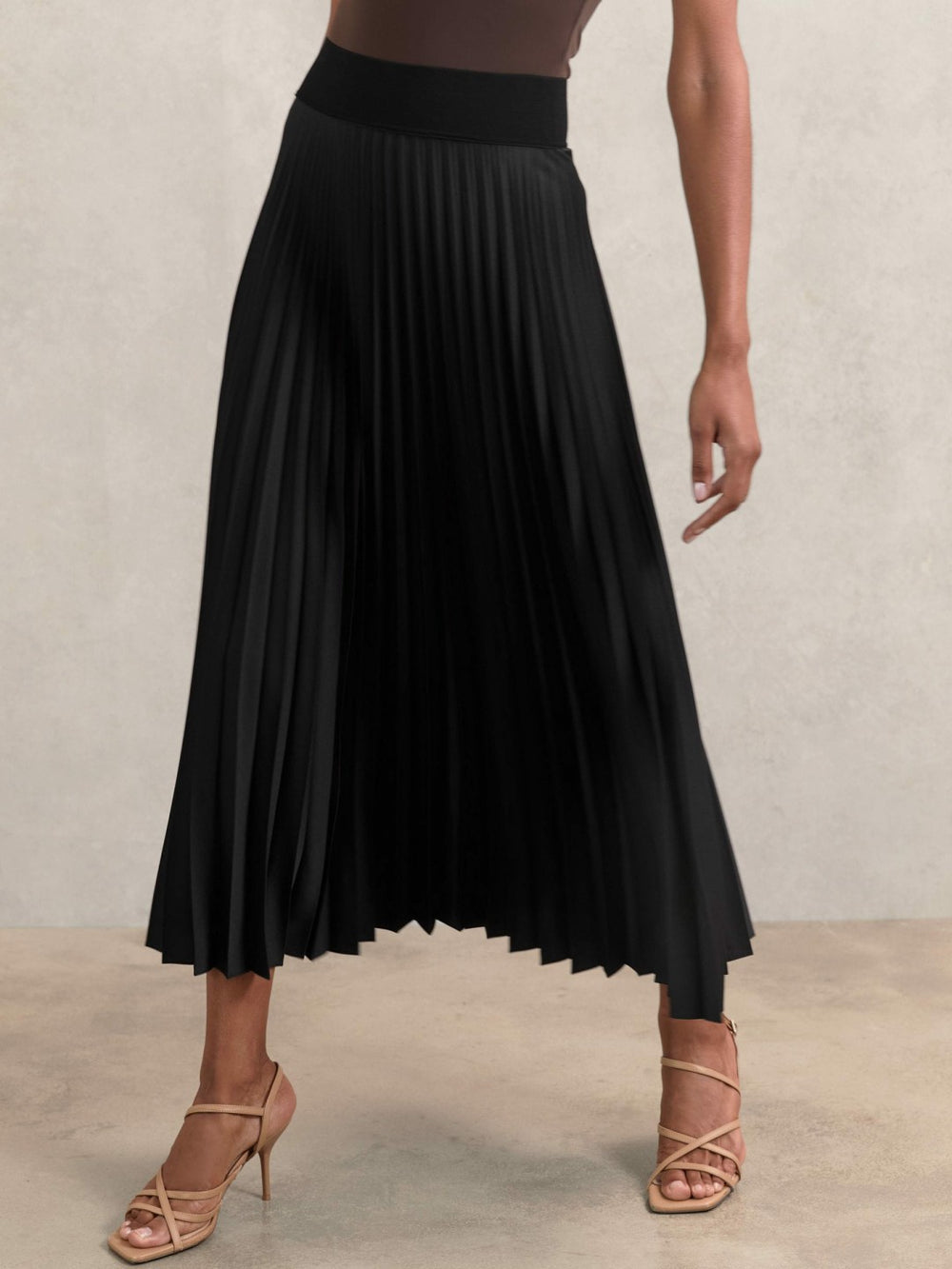 Reiss | Pleated Midi Skirt in Black