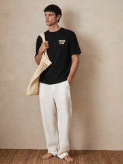 Reiss | | Ché Cotton Palm-Print T-Shirt in Black