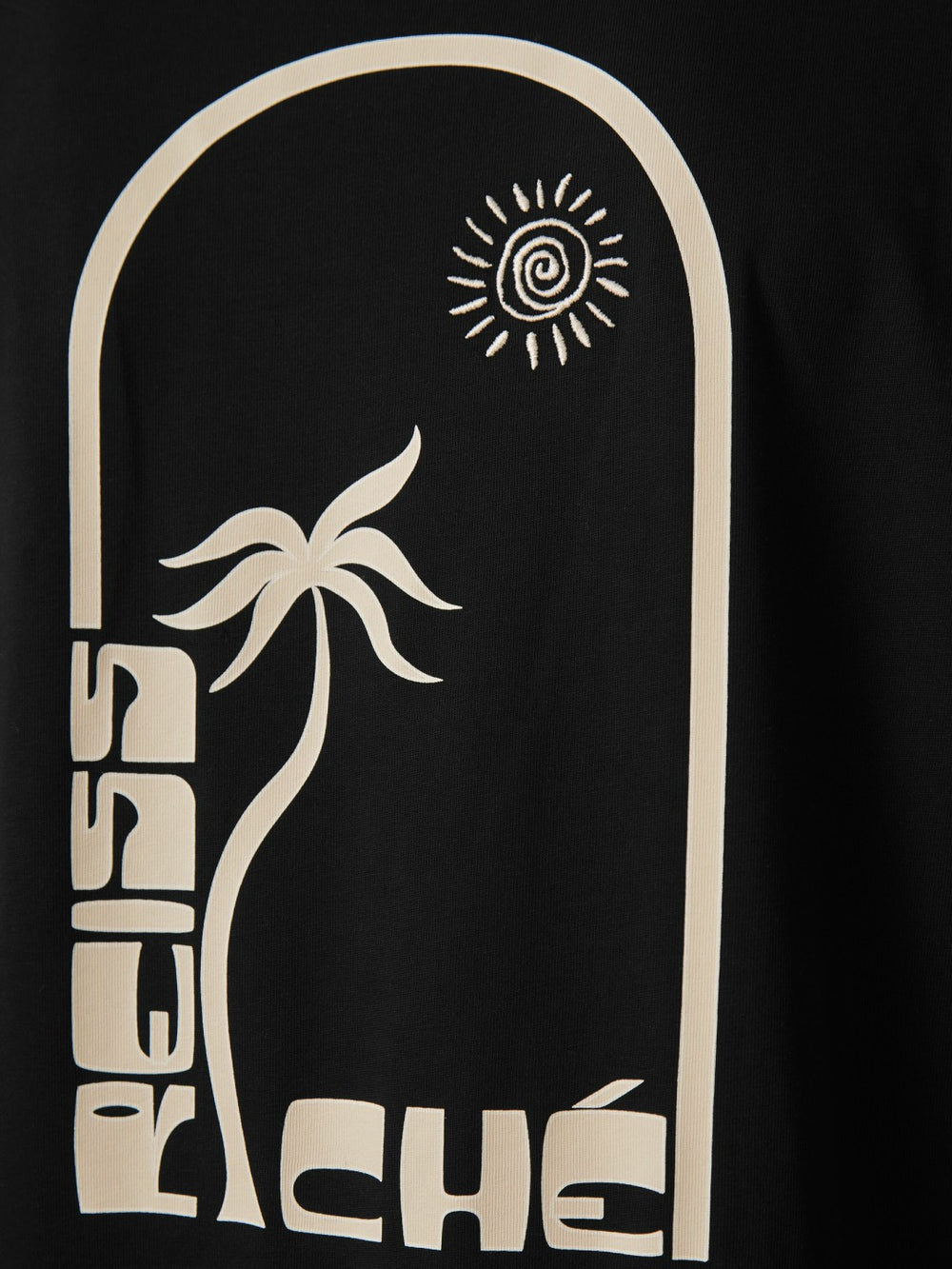 Reiss | | Ché Cotton Palm-Print T-Shirt in Black