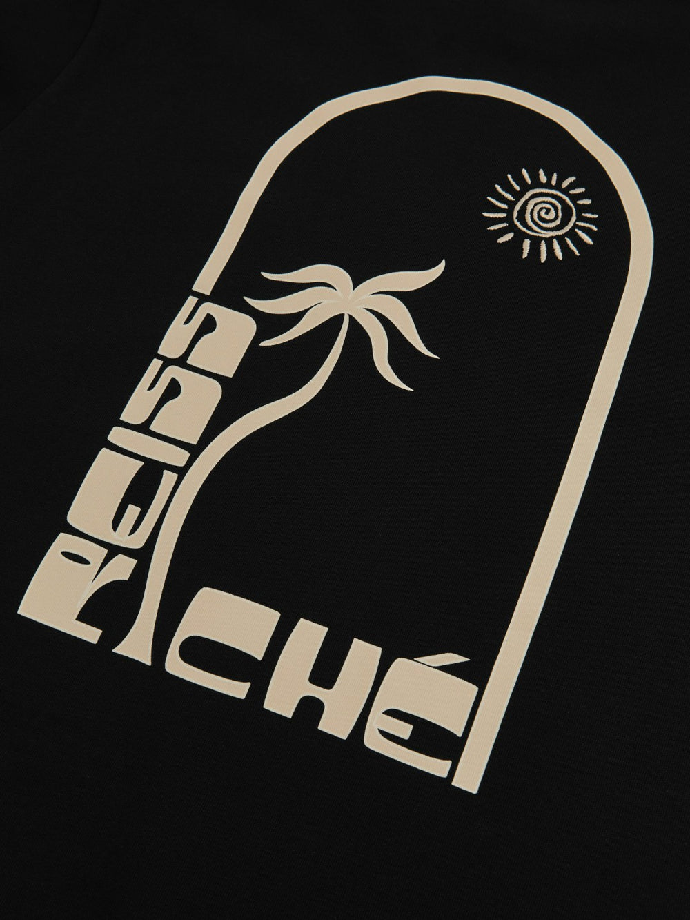 Reiss | | Ché Cotton Palm-Print T-Shirt in Black