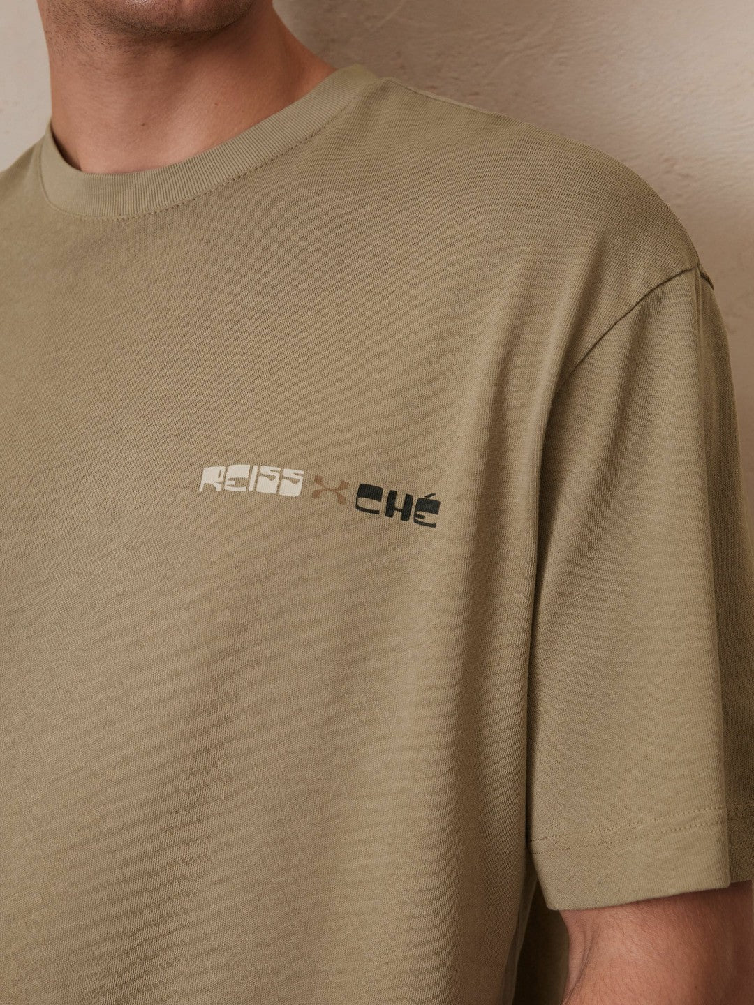 Reiss | | Ché Cotton-Linen Sunset T-Shirt in Sage Green
