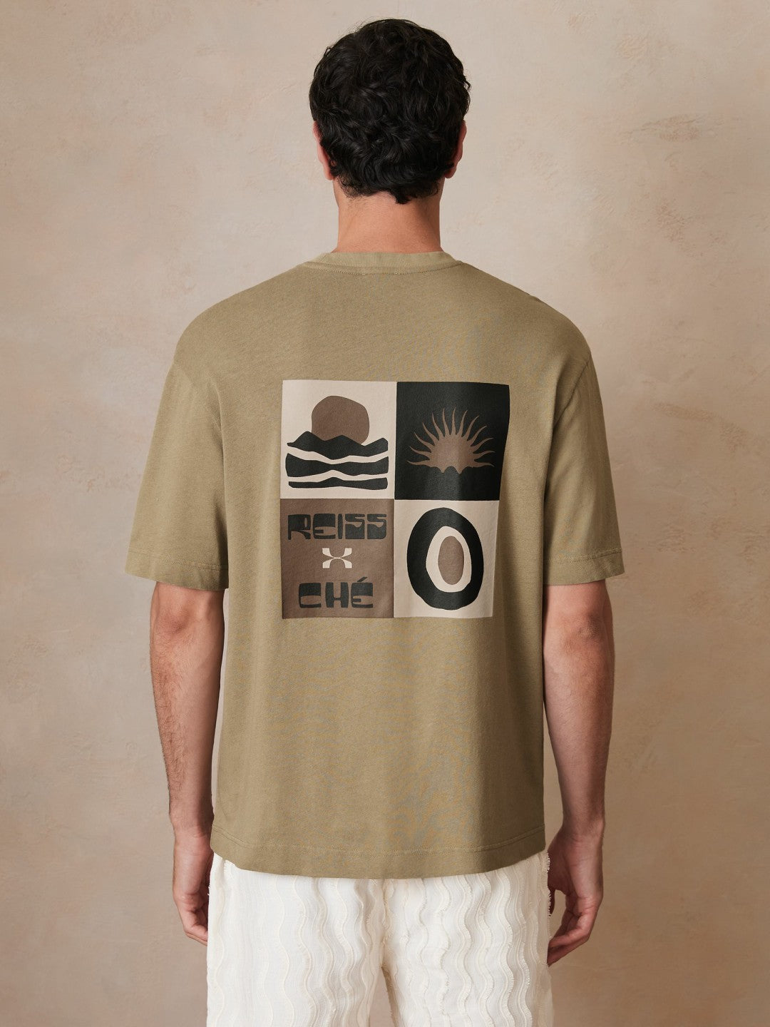 Reiss | | Ché Cotton-Linen Sunset T-Shirt in Sage Green