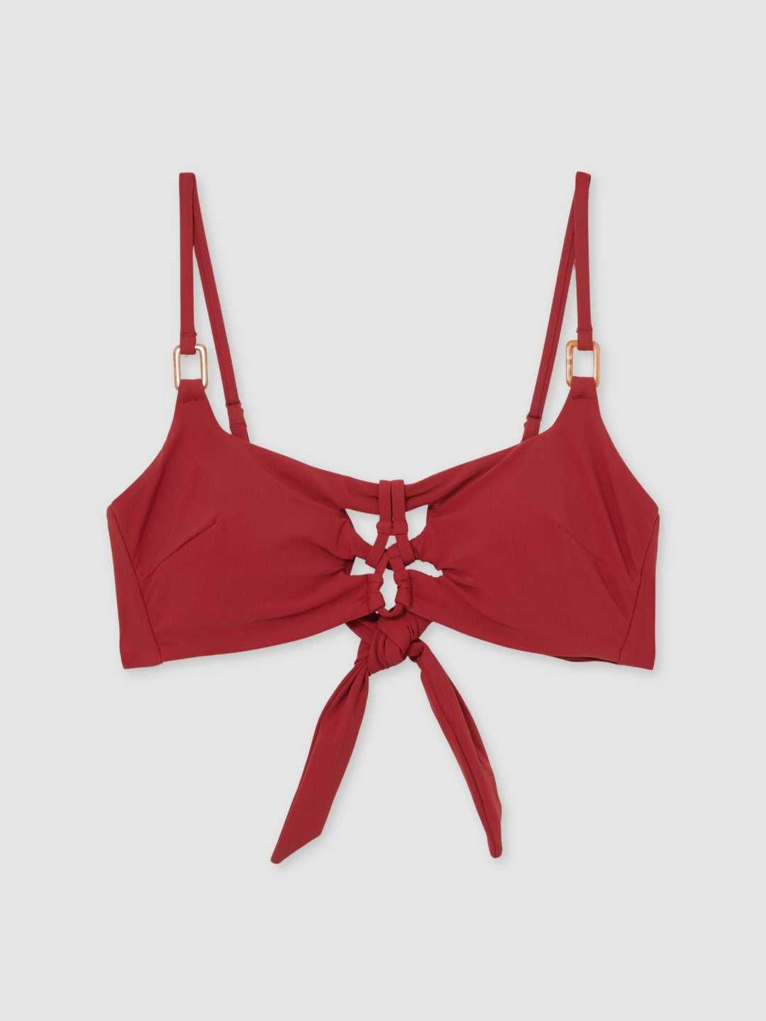 Reiss | Cut-Out Detail Bikini Top in Dark Red