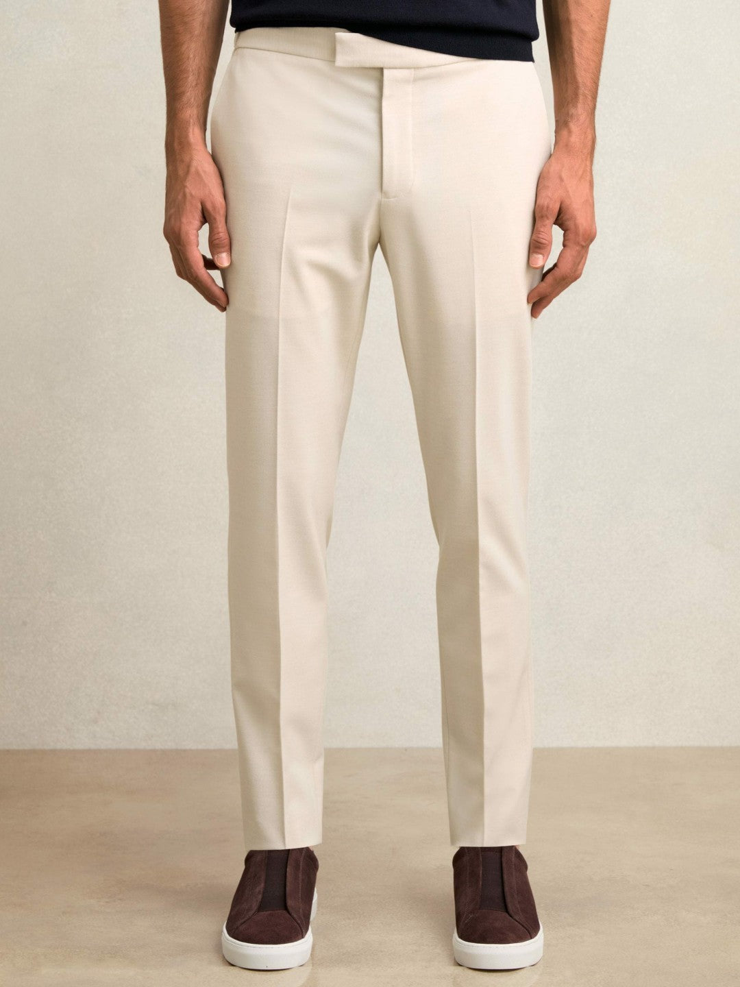 Reiss | Slim-Fit Internal-Drawstring Trousers in Stone