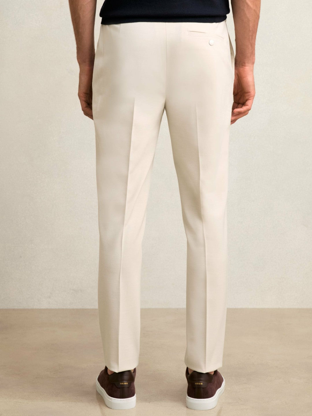Reiss | Slim-Fit Internal-Drawstring Trousers in Stone