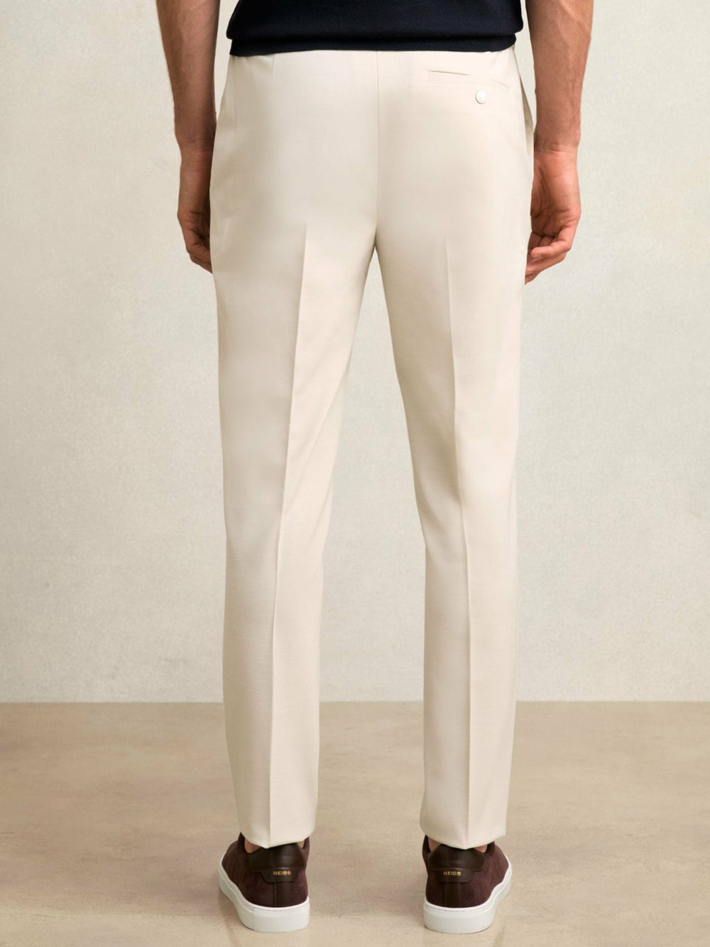 Reiss | Slim-Fit Internal-Drawstring Trousers in Stone