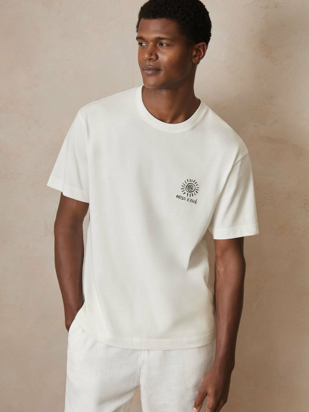 Reiss | | Ché Cotton Palm-Tree T-Shirt in White