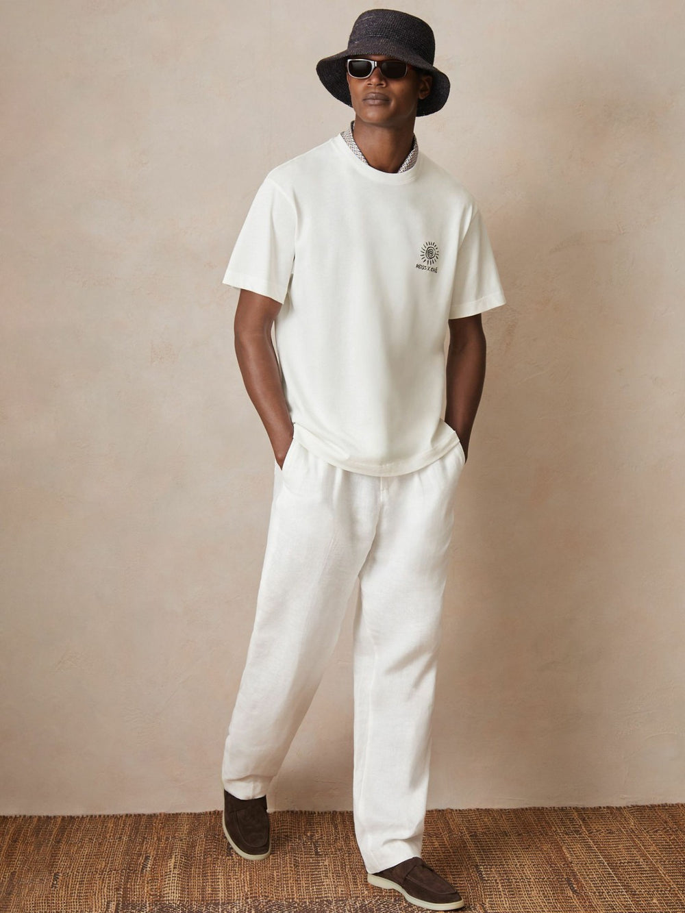 Reiss | | Ché Cotton Palm-Tree T-Shirt in White