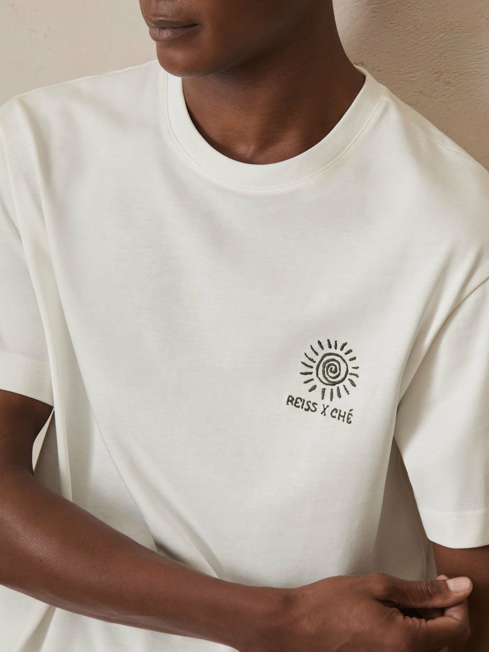 Reiss | | Ché Cotton Palm-Tree T-Shirt in White