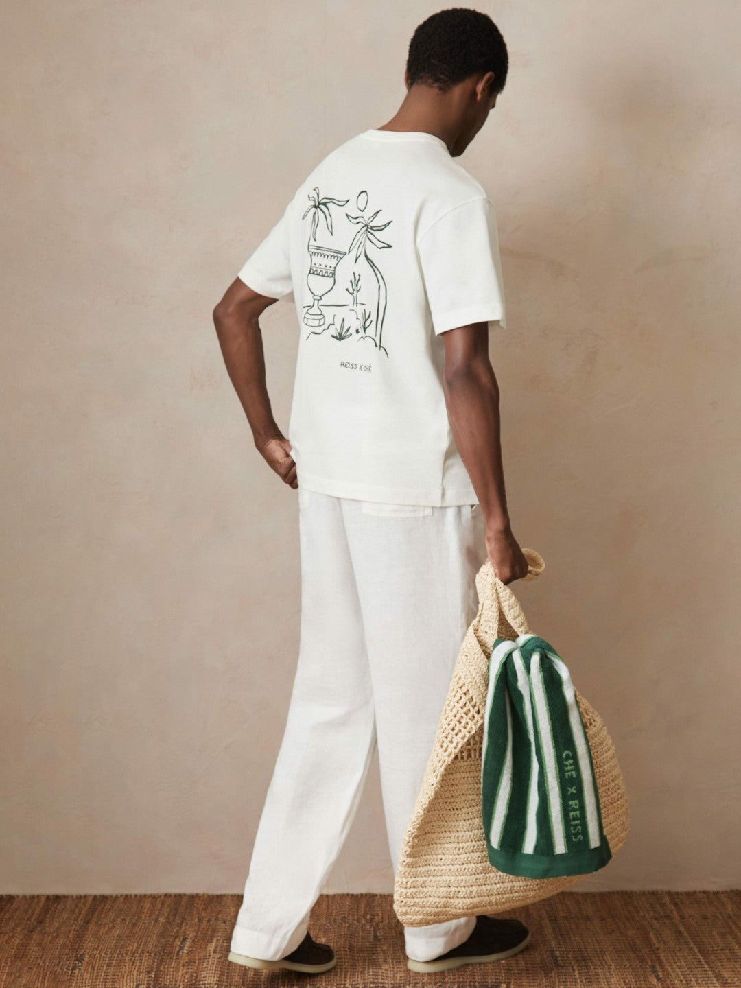 Reiss | | Ché Cotton Palm-Tree T-Shirt in White