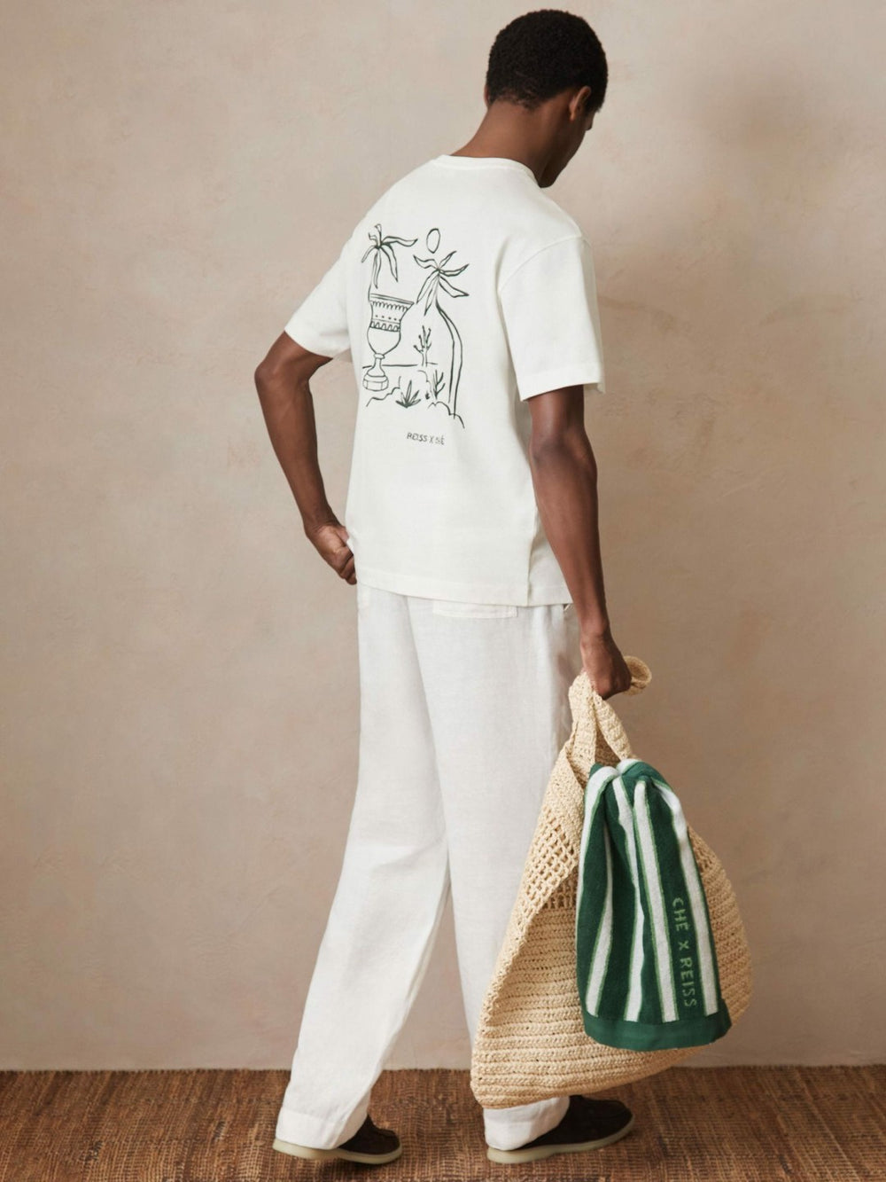 Reiss | | Ché Cotton Palm-Tree T-Shirt in White