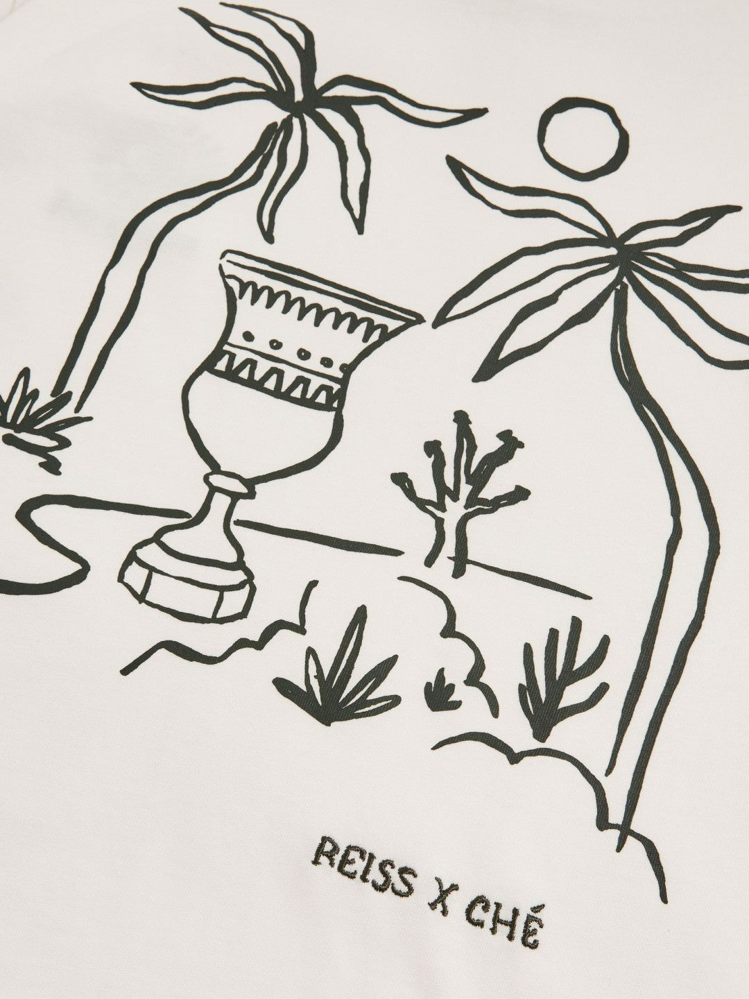Reiss | | Ché Cotton Palm-Tree T-Shirt in White