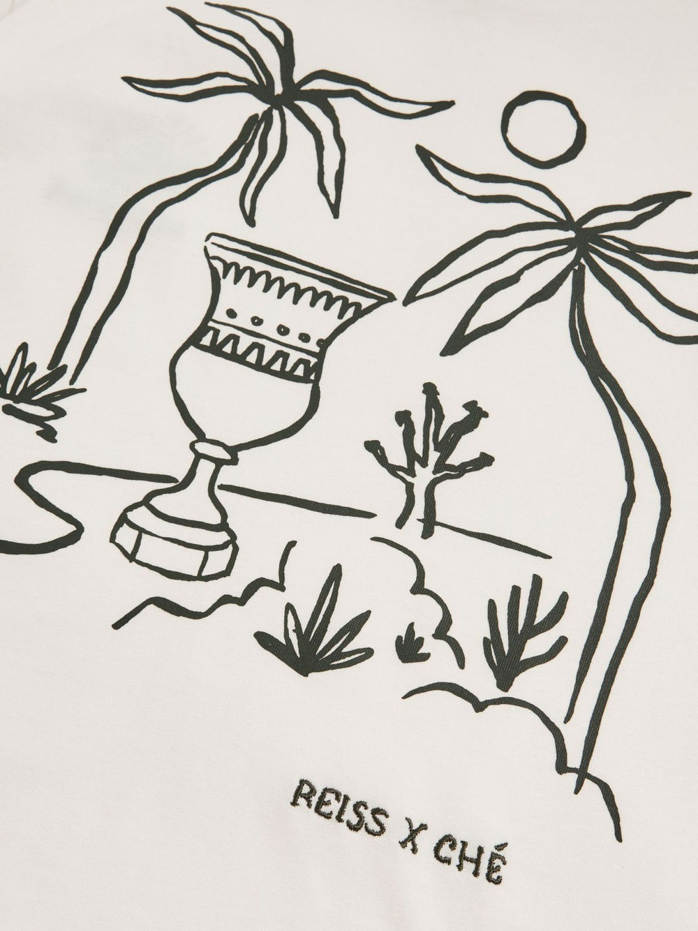 Reiss | | Ché Cotton Palm-Tree T-Shirt in White