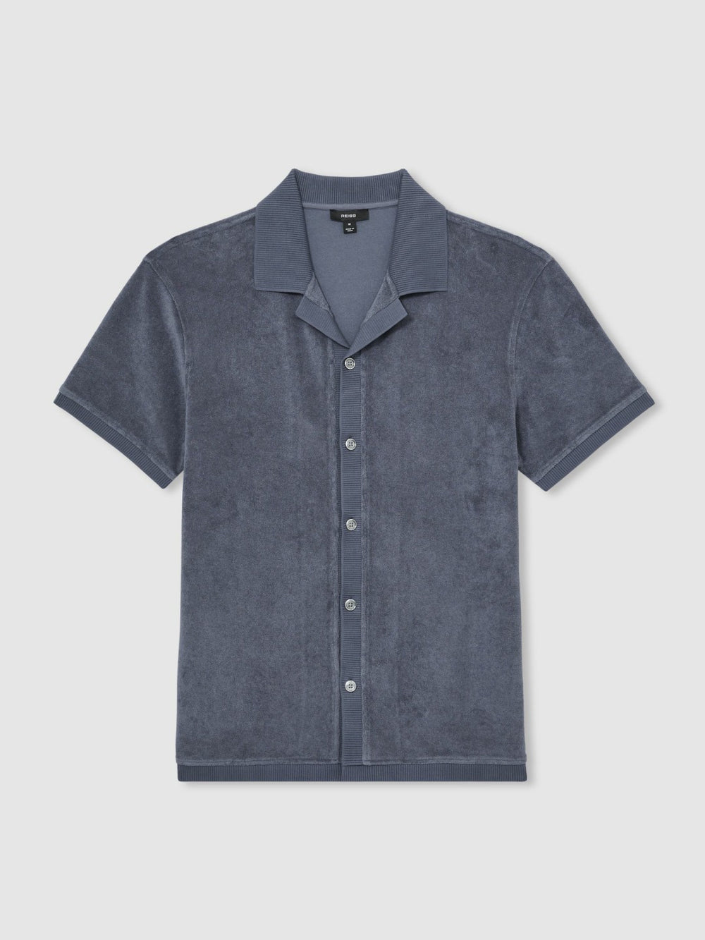 Reiss | Cotton Blend Towelling Shirt in Airforce Blue