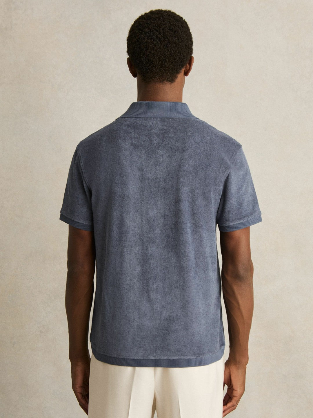 Reiss | Cotton Blend Towelling Shirt in Airforce Blue