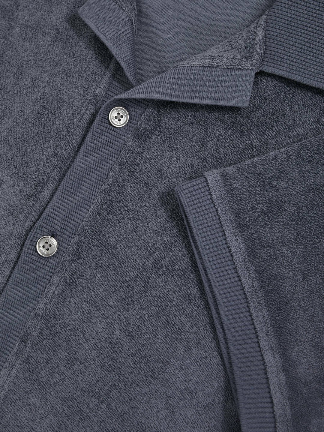 Reiss | Cotton Blend Towelling Shirt in Airforce Blue