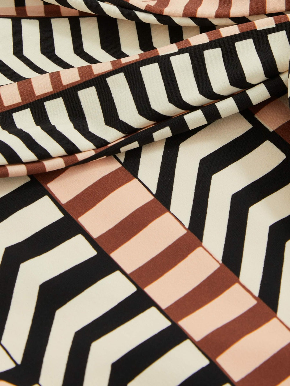 Reiss | Chevron Stripe Plunge Swimsuit in Black/Brown