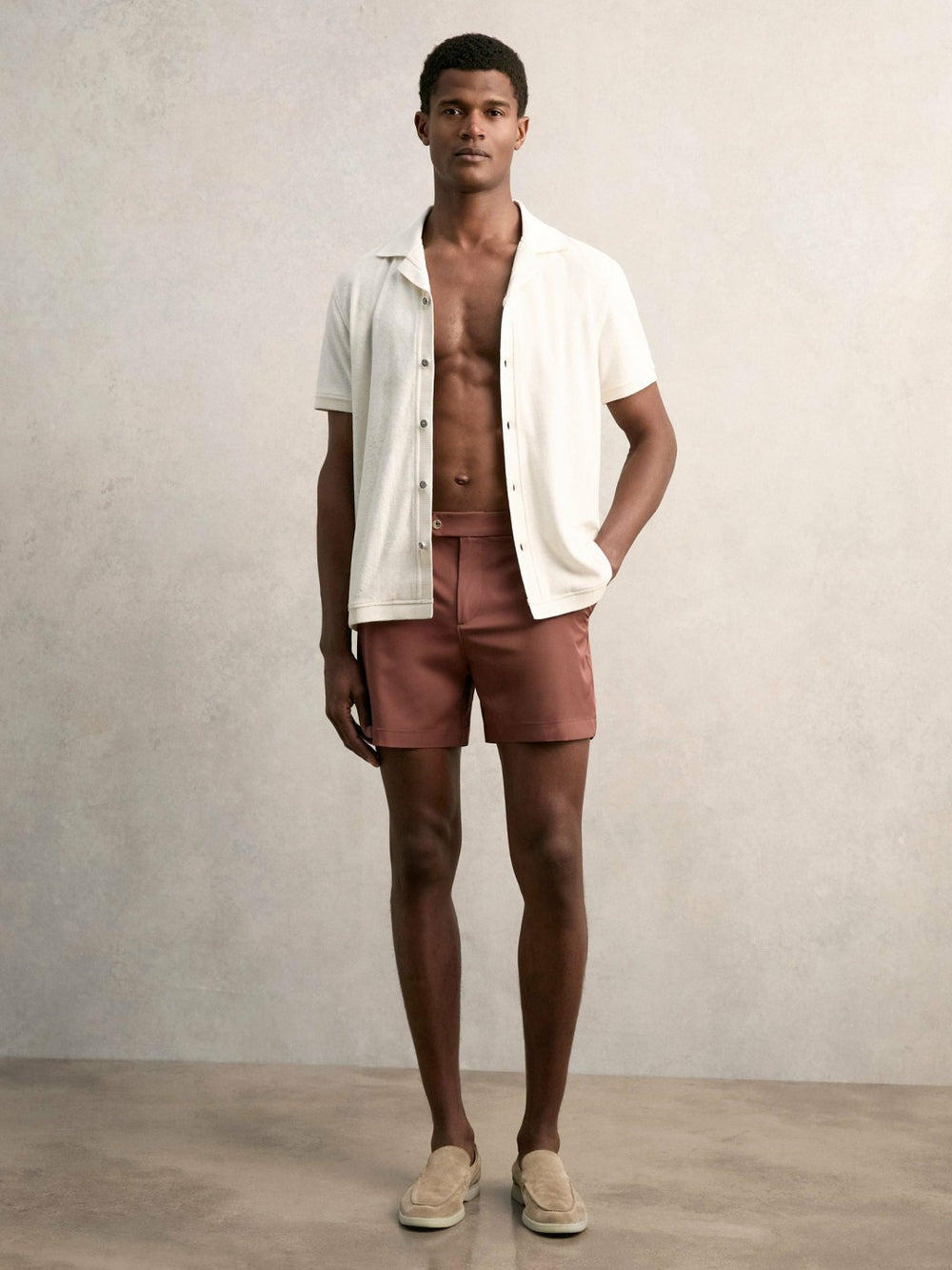 Reiss | Cotton Blend Towelling Shirt in White