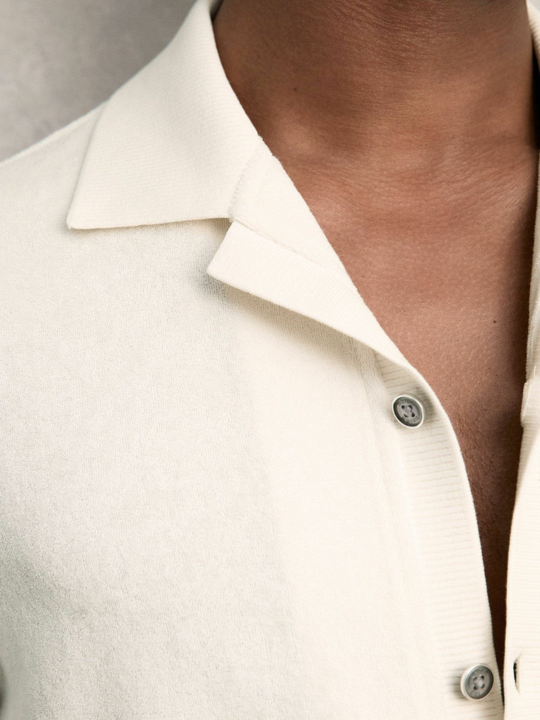 Reiss | Cotton Blend Towelling Shirt in White